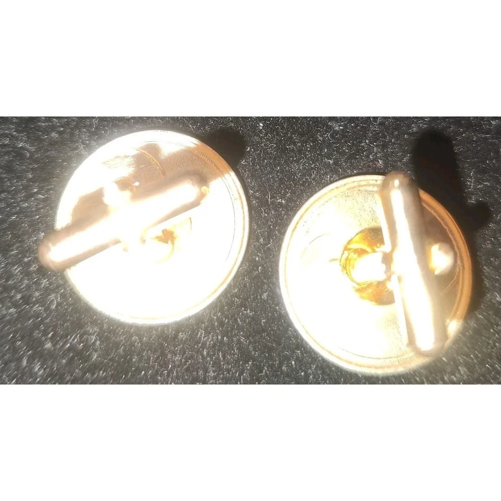 China ‎ Panda Coin Cufflinks Gold-tone Rare